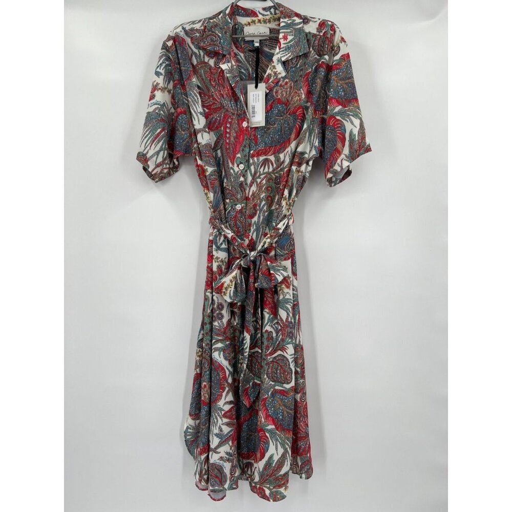 Cara Cara Women's Bird Paisley Ivory Hobbs Midi Dress Belted sz XS/S NWT $425